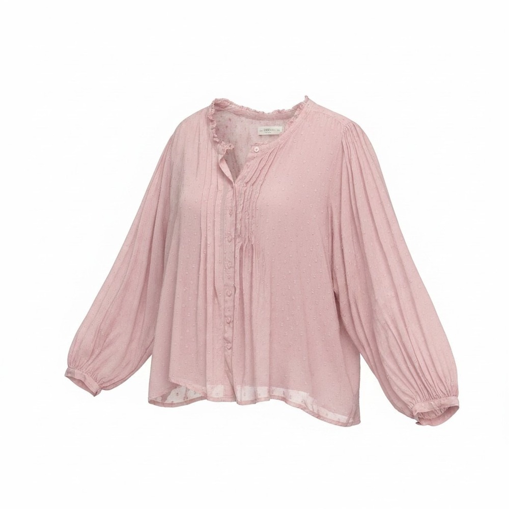 Blouse Lucky Brand XXL Womens Pink‎ Excellent Clipped Dot Pintuck 7W46232